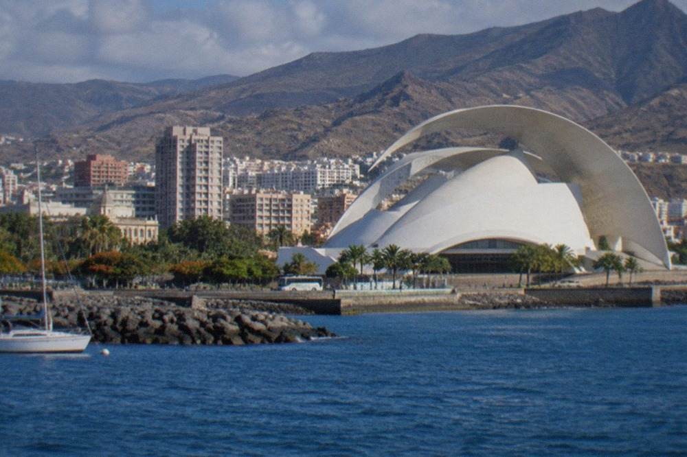 The white Auditorio de Tenerife concert hall beside the sea in Santa Cruz de Tenerife