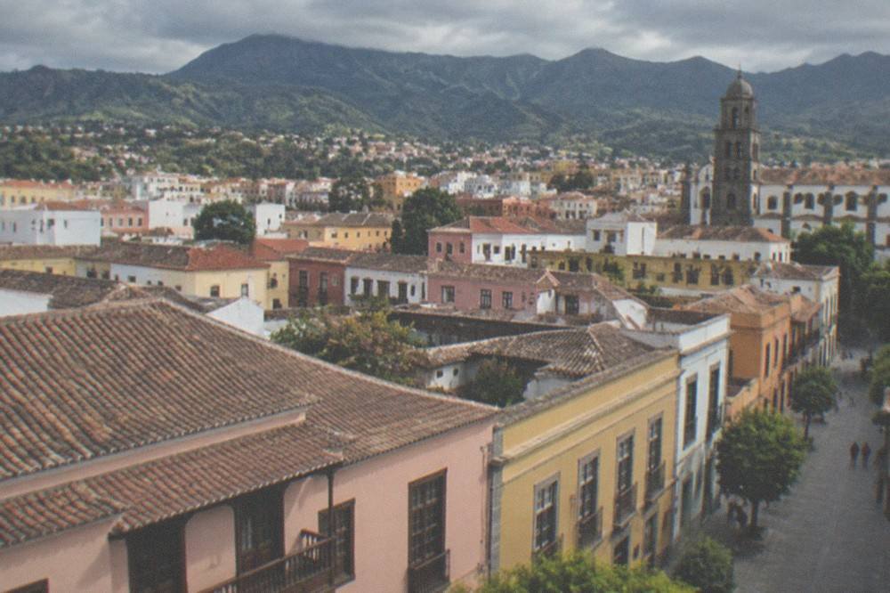 A view over the rooftops of La Laguna towards the Anaga mountains
