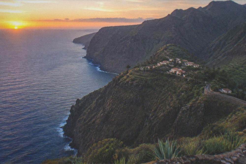 Sunset light over the ocean from the northwest coast of Tenerife