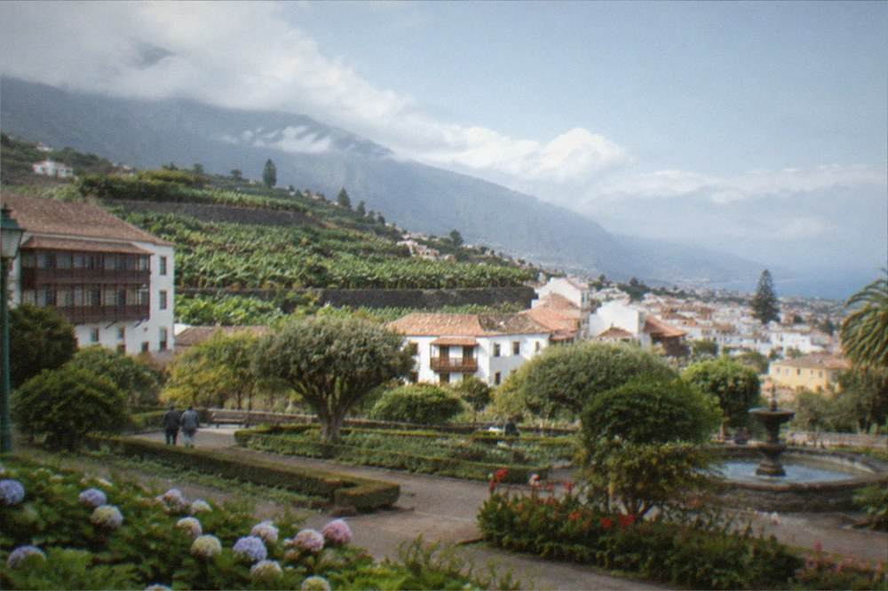 Flower beds and trimmed gardens in a public park in La Orotava