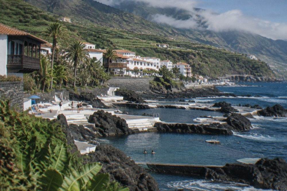 Seawater lido pools and terraces beside the seafront in Puerto de la Cruz