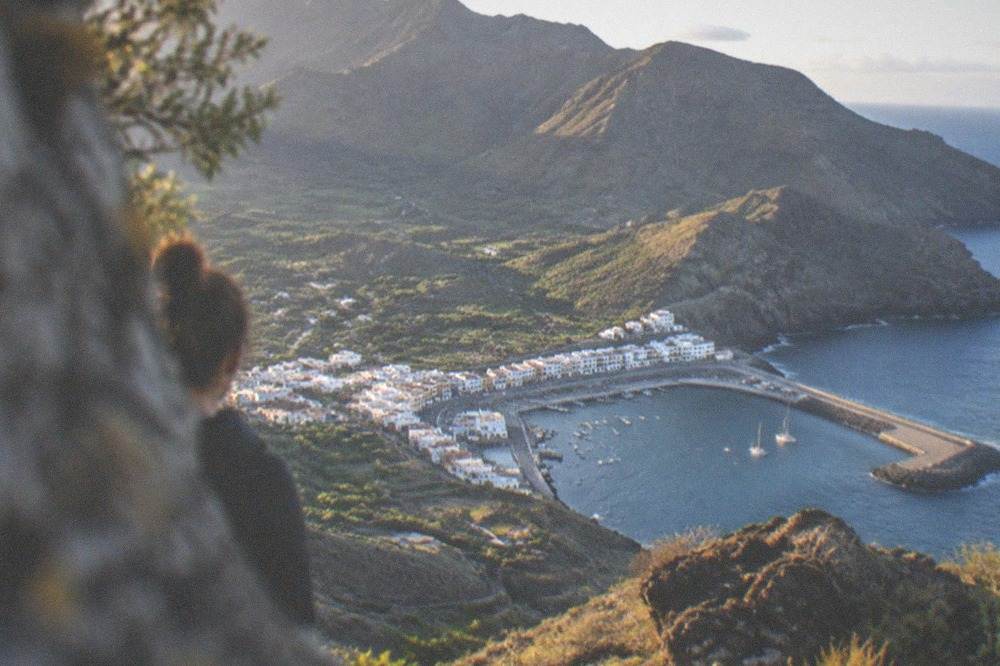 A view of the Agaete valley on Gran Canaria from the hills above the port