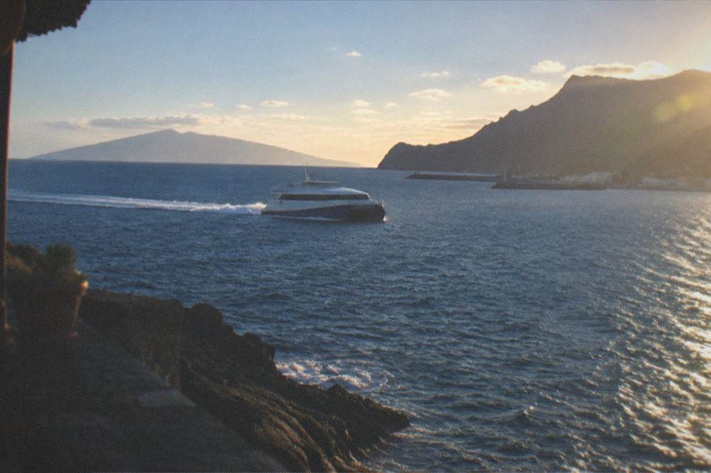 A fast ferry mid-crossing between Tenerife and Gran Canaria with open sea on all sides