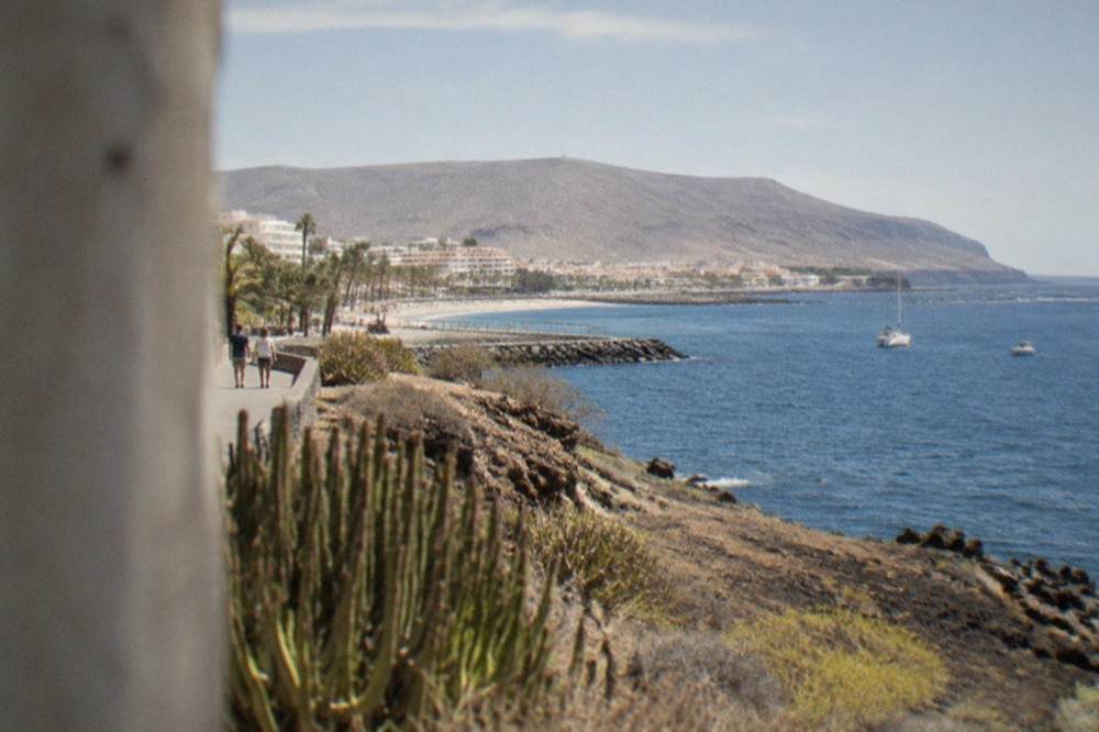 Open Atlantic water off Los Cristianos on the south coast of Tenerife under a wide sky
