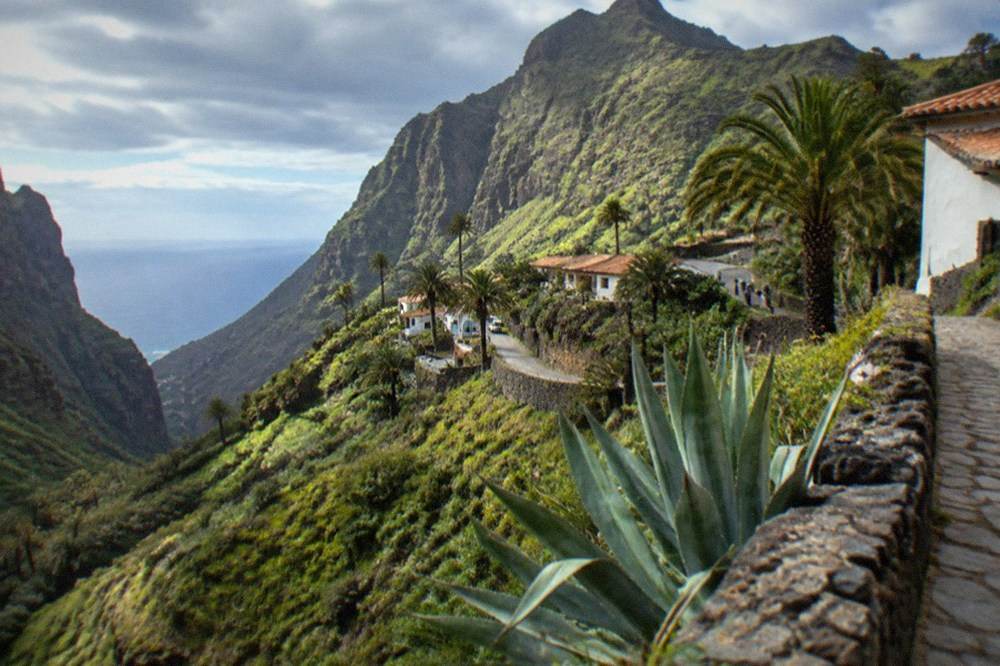 The village of Masca perched among steep green ravines in the Teno hills