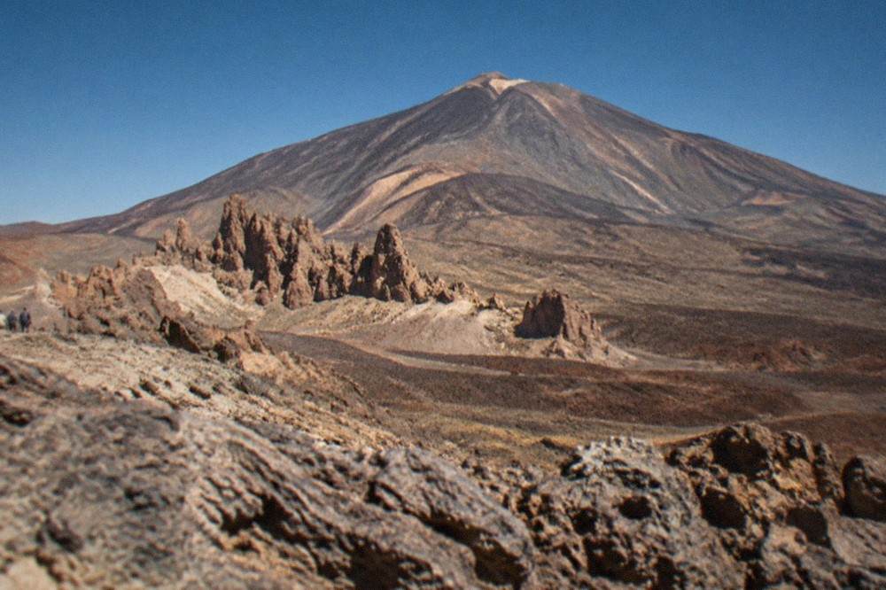 Close view of Teide's summit cone and the lava landscape of the national park