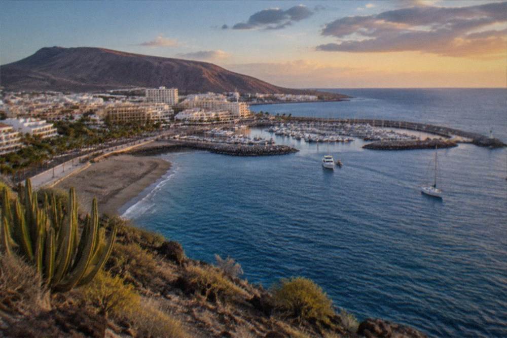 A spring evening sky over the harbour at Los Cristianos