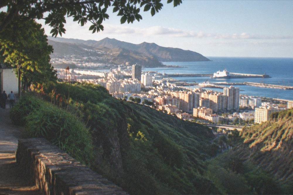 A steep green gorge descending towards the sea in western Tenerife