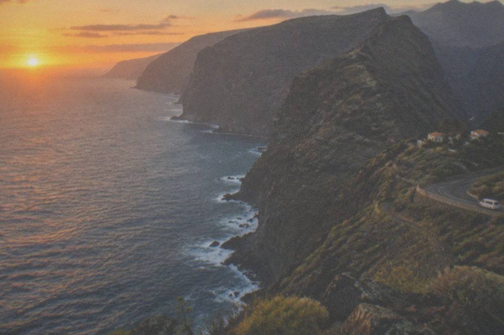 Sunset colours over the western coast of Tenerife near Los Gigantes