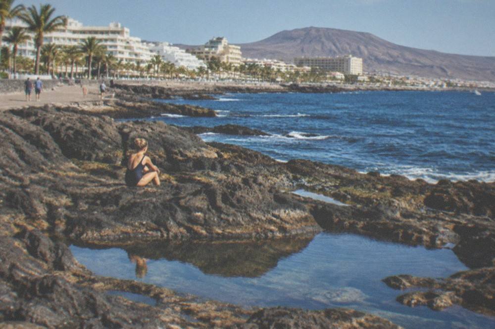Rock pools along a rocky volcanic coastline in northern Tenerife
