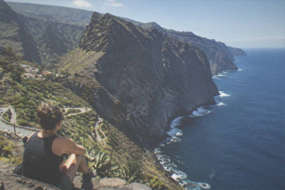 The tall dark cliffs of Los Gigantes dropping straight into the blue sea