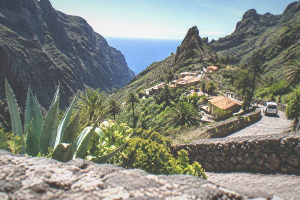 The village of Masca perched among the green slopes of the Teno mountains
